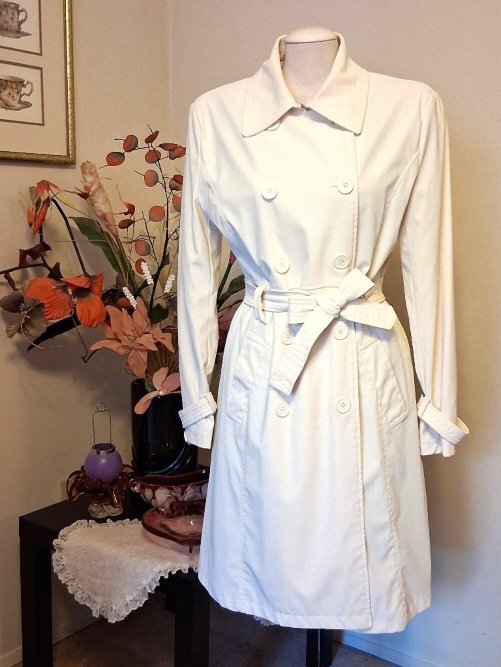 Vintage Majora Lined Trench Coat Windproof and Water-Resistant Outerwear L